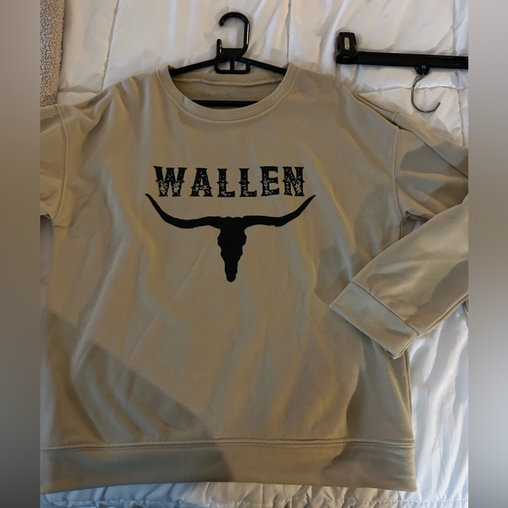 Morgan Wallen Beige Graphic Crewneck Sweatshirt